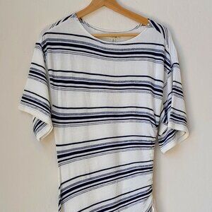 Max Studio Striped Gauze Midi-Dress -- fitted, midi (white/navy) -- new w/ tags!